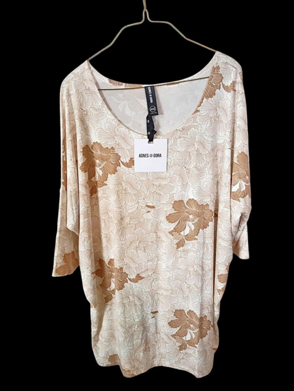 Jones New York Floral Tunic in Cream & Brown Like New